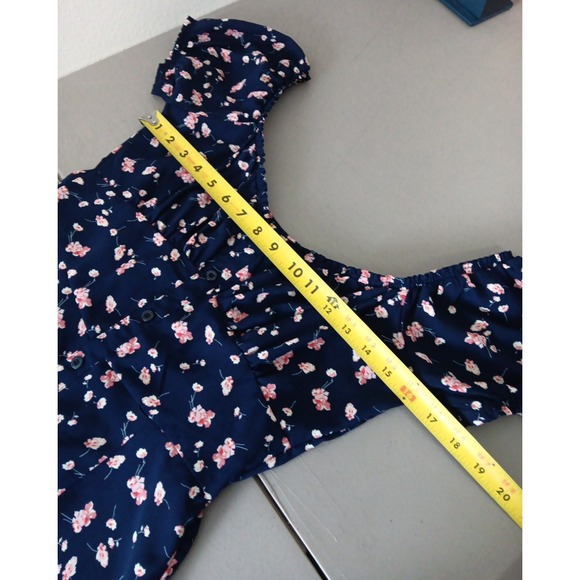 VTG Tixxi Y2K Babydoll Dress Womens Small Blue Dainty Floral Fairy Milkmaid 90's - Picture 6 of 11